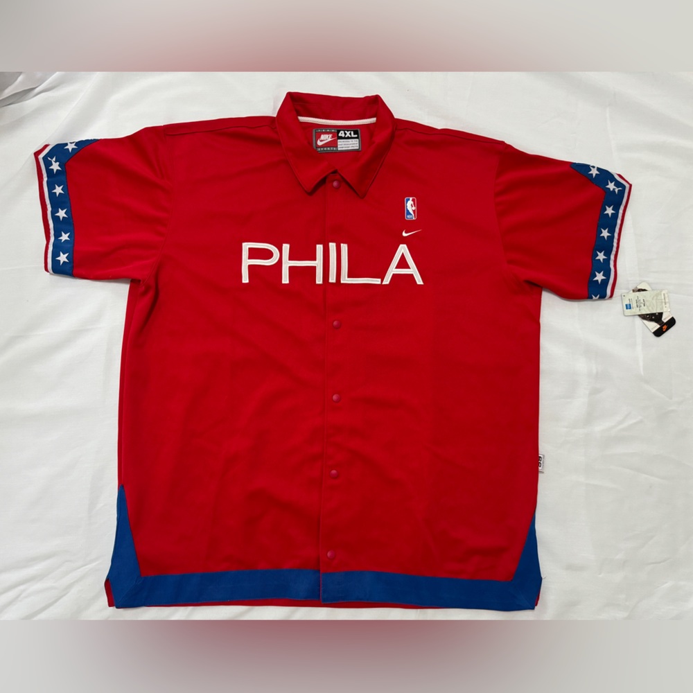 VTG Nike NBA Rewind Embroidered 1966 Philadelphia 76er Warmup Jersey Iverson 4XL